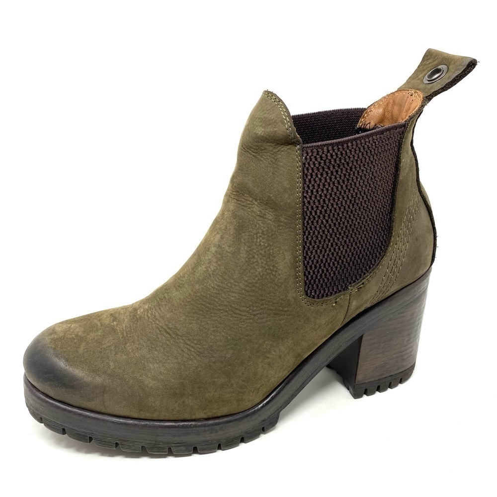 Bueno Leather Flight Chelsea leather ankle boots army green